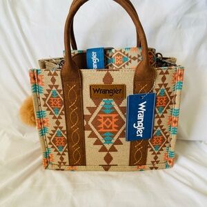 Wrangler Women's Tote Bag with Aztec Design - Brown and Orange